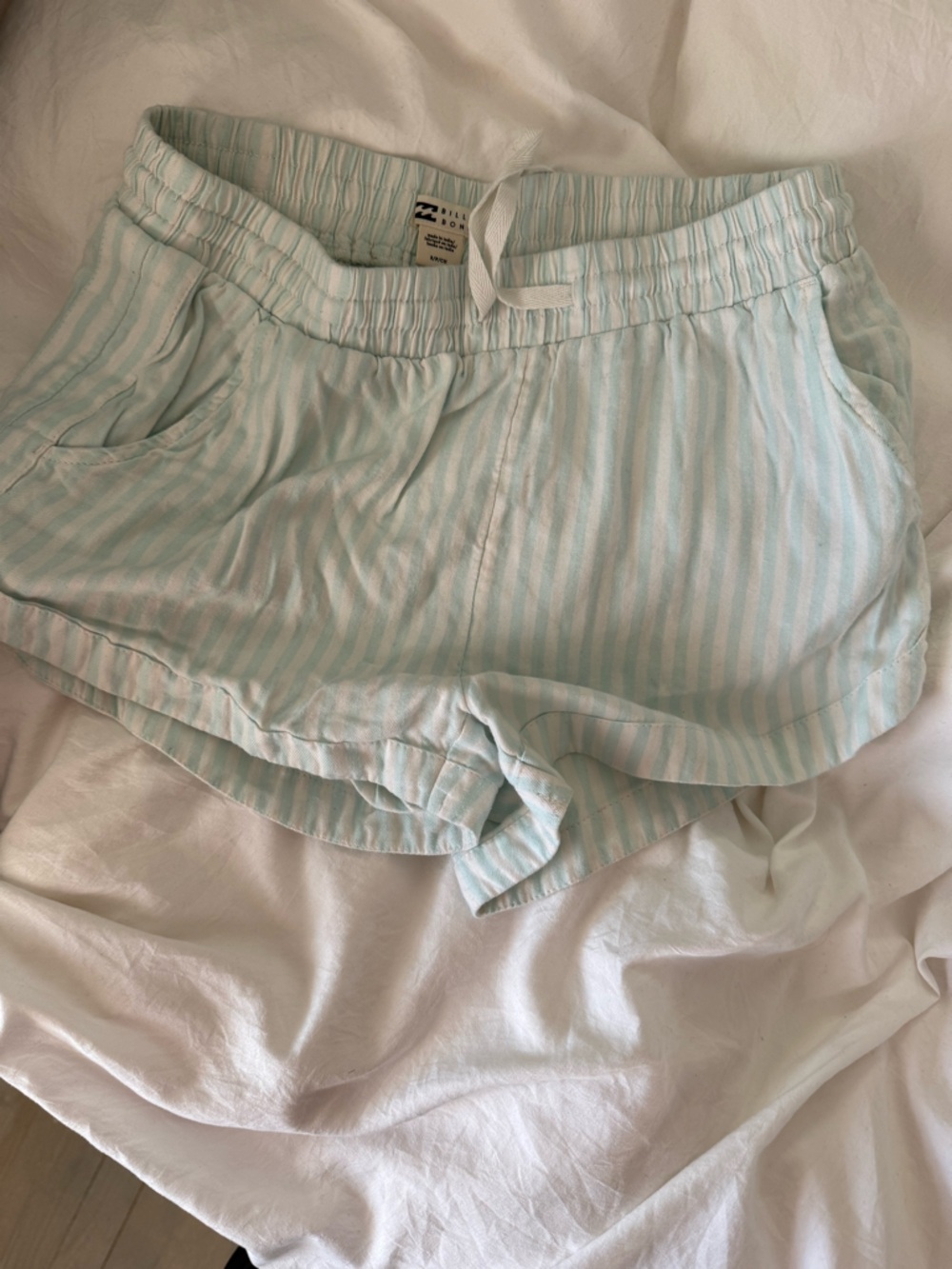 Billabong Mint and White Striped Athletic Shorts